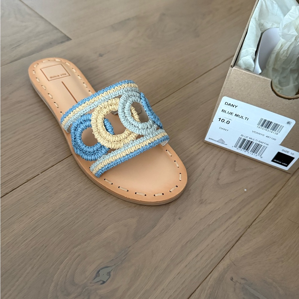 Blue Multi Crochet Slide Sandal